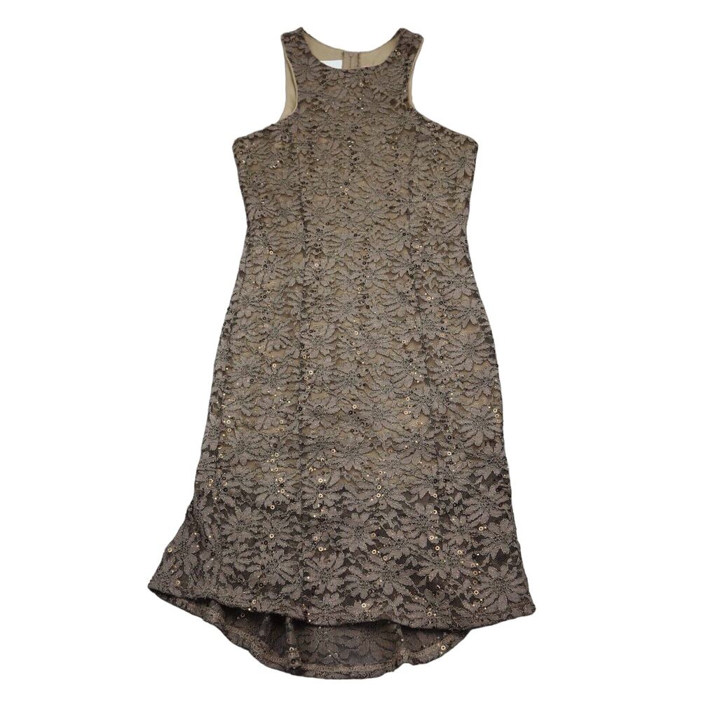 Coco Avante Dress Womens M Brown Floral Laced Sleeveless Round Neck Outwear USA